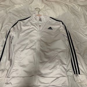White and black stripped adidas sweatshirt